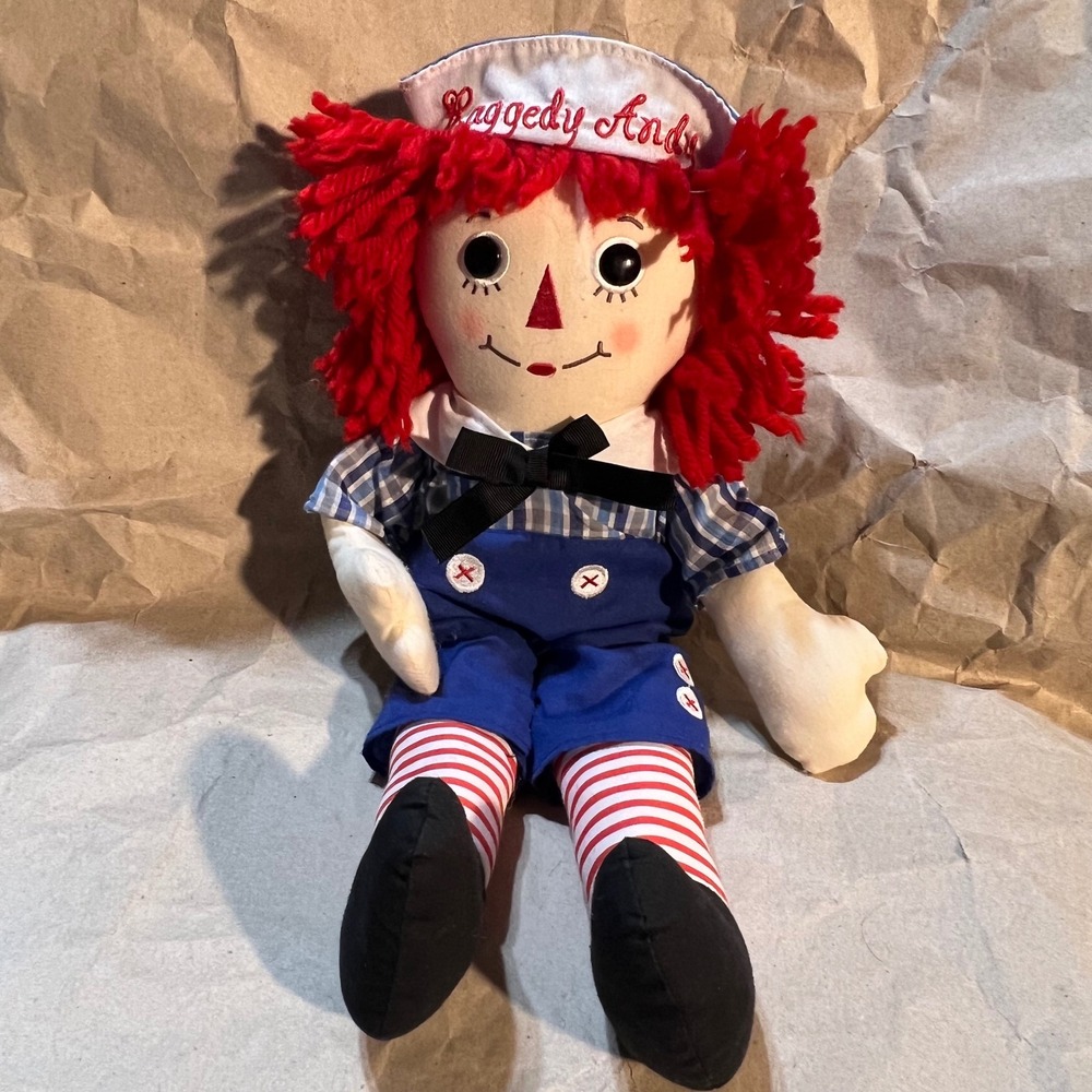Aurora Raggedy Andy 12" Plush‎ Doll Blue Red White Classic Storybook Americana